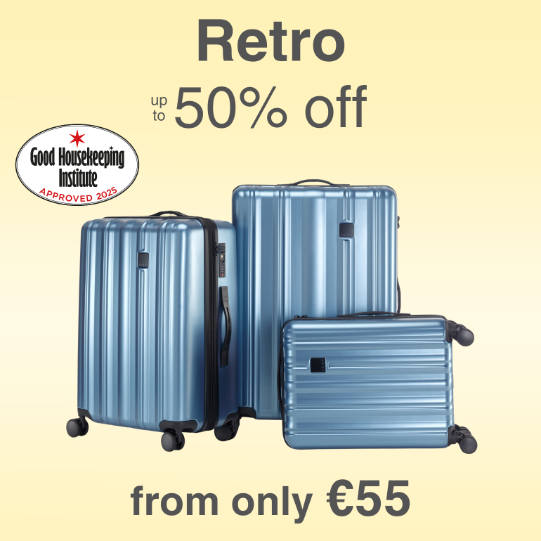 Shop Retro, up to 50% off, from only €55. Good Housekeeping Approved Luggage